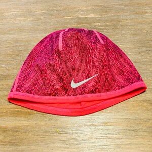 Nike Women's OS Reversible Fleece Skull Cap Beanie Running Bright Pink Print